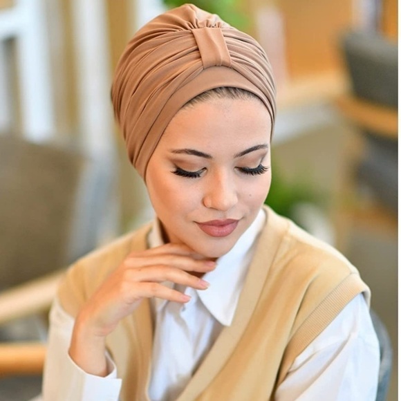 Brand New Set of Three Turbans Headwraps Hijabs Chemo Caps Black & Caramel main image 8